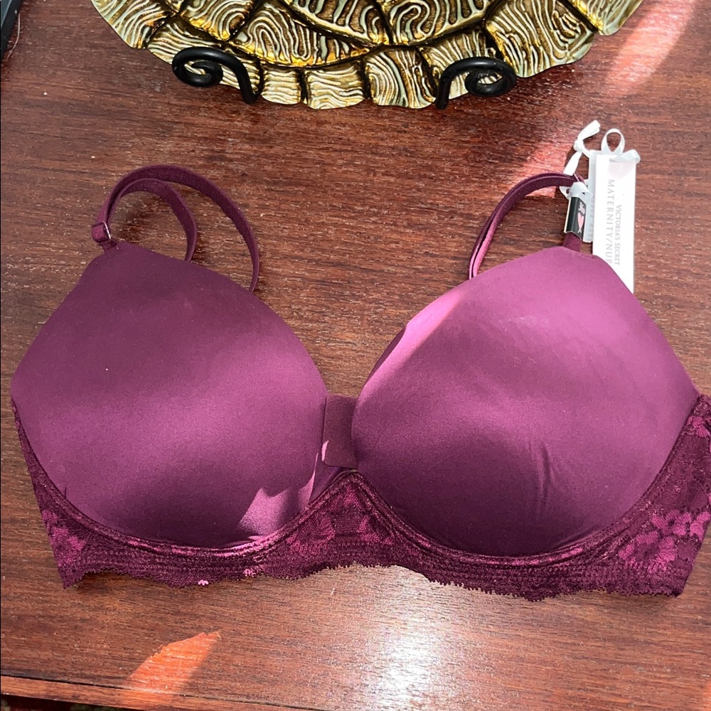 NEW Victoria Secret Burgundy Nursing Bra Sz 36D